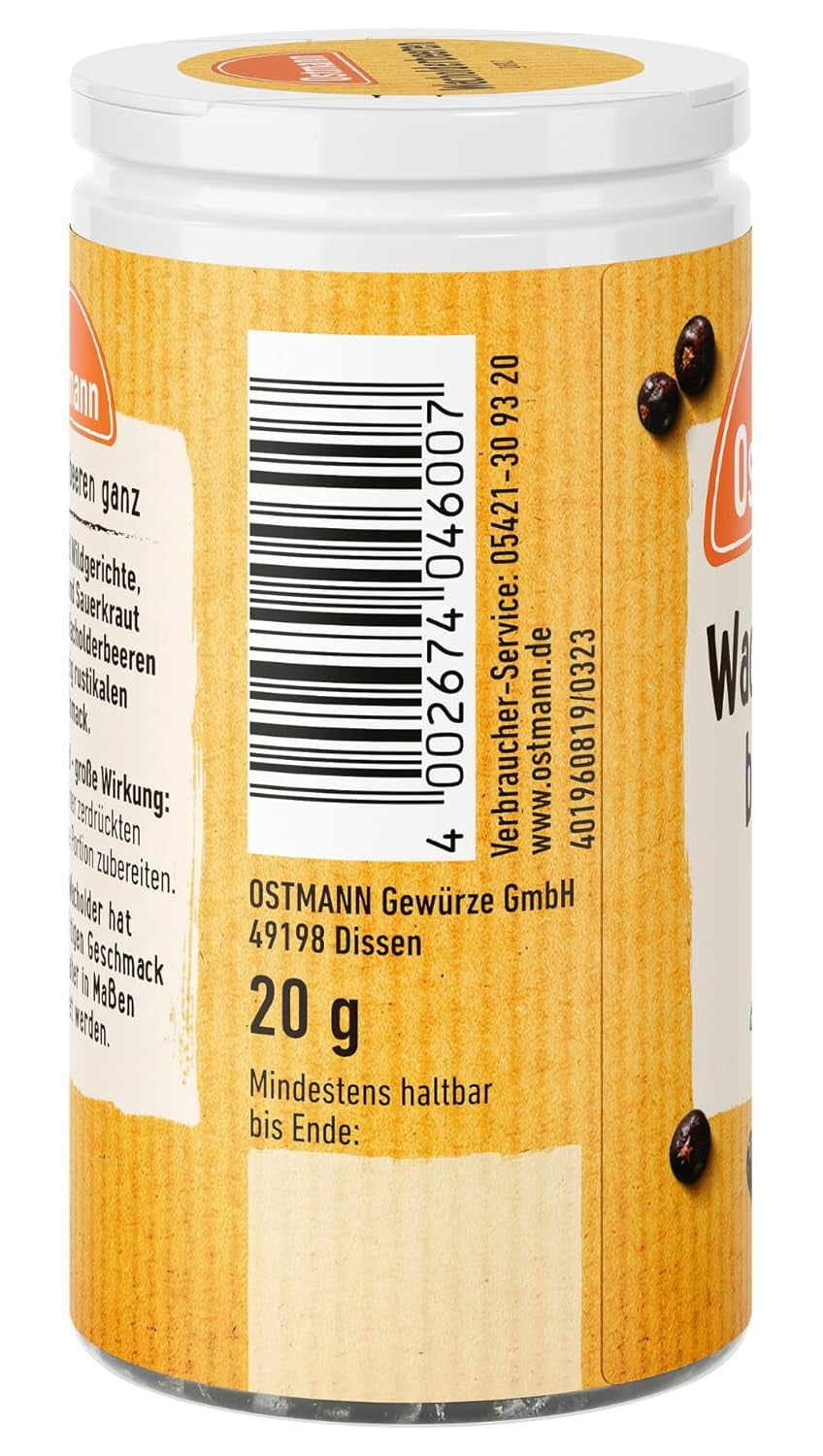 Ostmann Gewürze - Wacholderbeeren ganz | Ideale per condire sauerbraten e piatti di selvaggina 20 g in Der Streudose