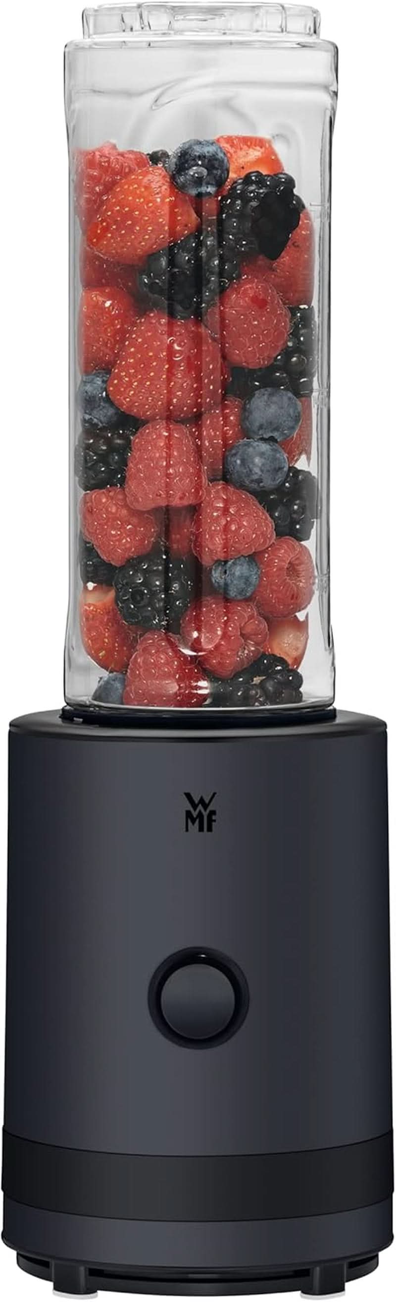 WMF Küchenminis Smoothie-To-Go, Mini Robot da cucina con Zwei Mix-/Trinkbehältern 0,6 L, Mixer Hochleistungsmixer 300 W, Edelstahl Matt, Schwarz Kitchen Naty Shop