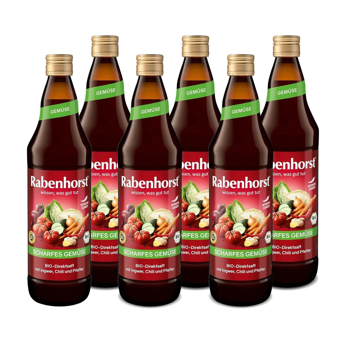 RABENHORST (6 x 700 ml) - Succo di verdure di alta qualità da diverse verdure dal sapore speziato intenso Bevande analcoliche Naty Shop