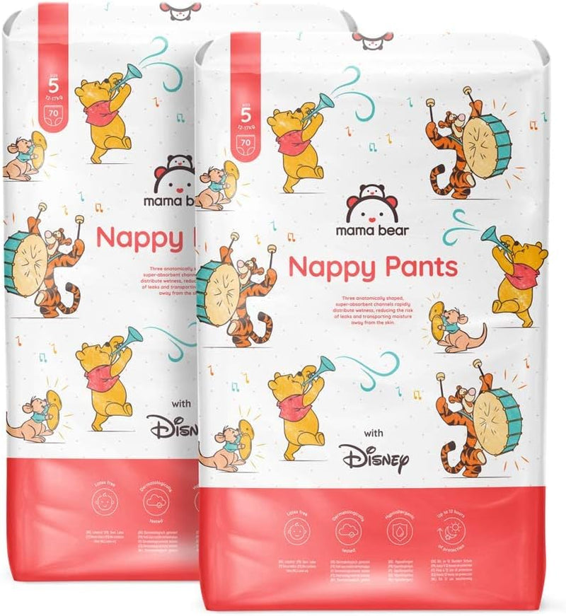 Marchio Amazon: Mama Bear Pannolini Disney, taglia 5 (12-17 kg) - Scatola mensile, bianco, 140 pezzi (2 confezioni da 70)