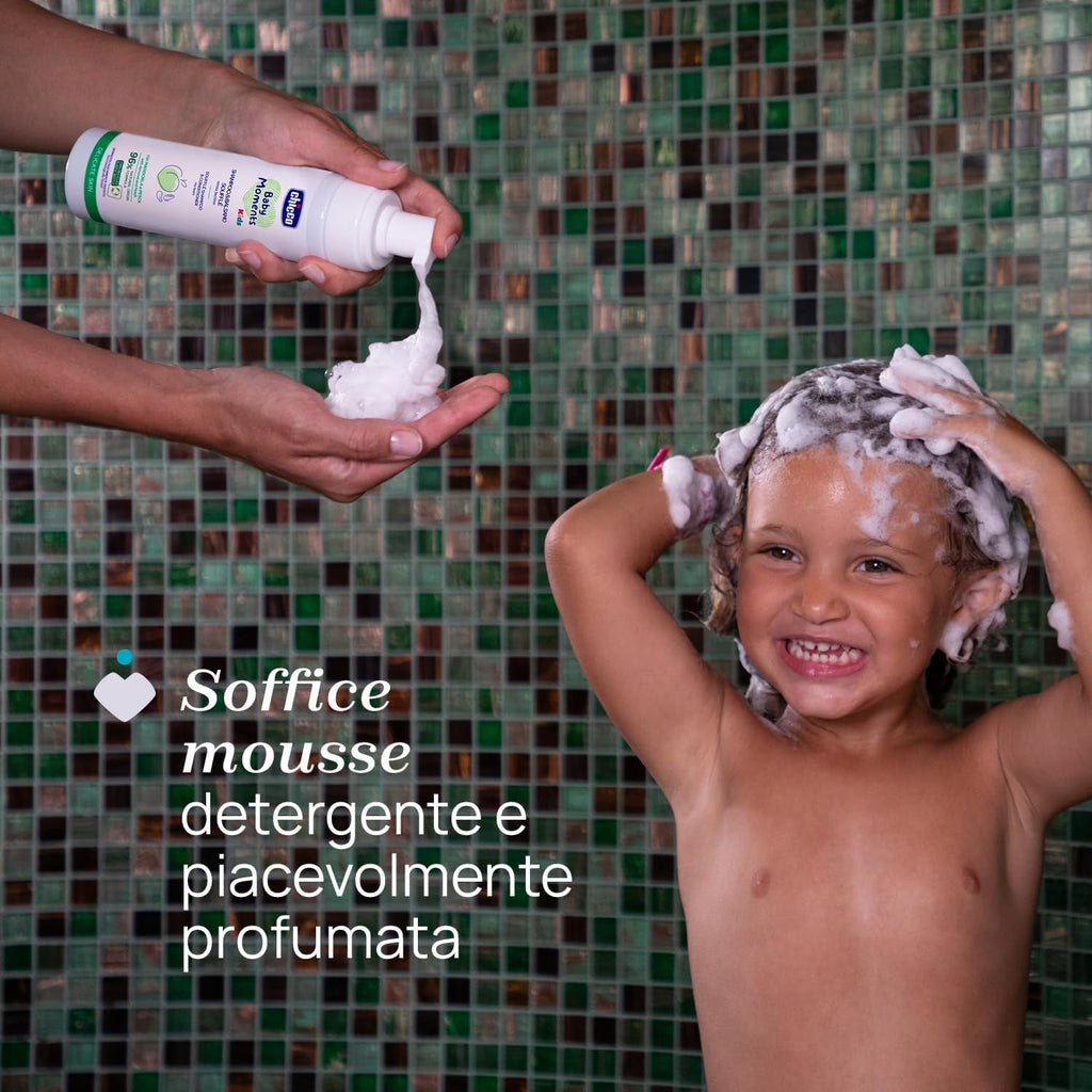 Chicco KIDS - DELICATE SKIN - 2 IN 1 MOUSSE: ȘAMPON ȘI CONDITIONER, 150 ml Copii - Baie si Skincare Naty Shop