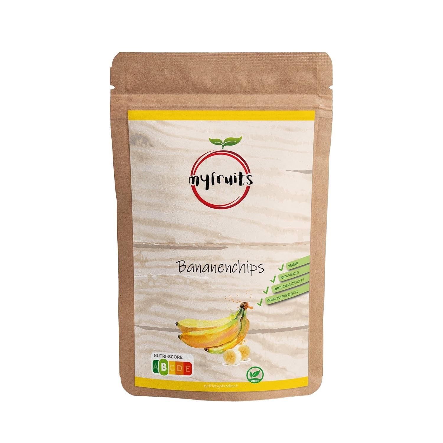 chipsuri de banane myfruits (felii de banane), liofilizate, 100g, fără aditivi, 100% banane, fructe liofilizate fără zahăr adăugat Produse deshidratate Naty Shop 300G
