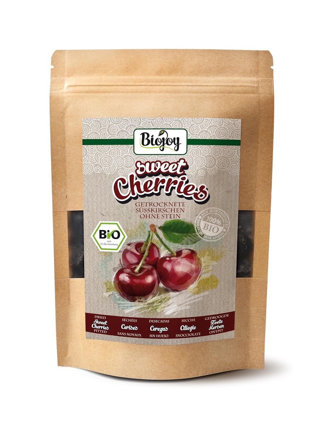 Cireșe dulci uscate bio Biojoy (500 g), fără sâmburi și fără sulf Produse deshidratate Naty Shop 250 G