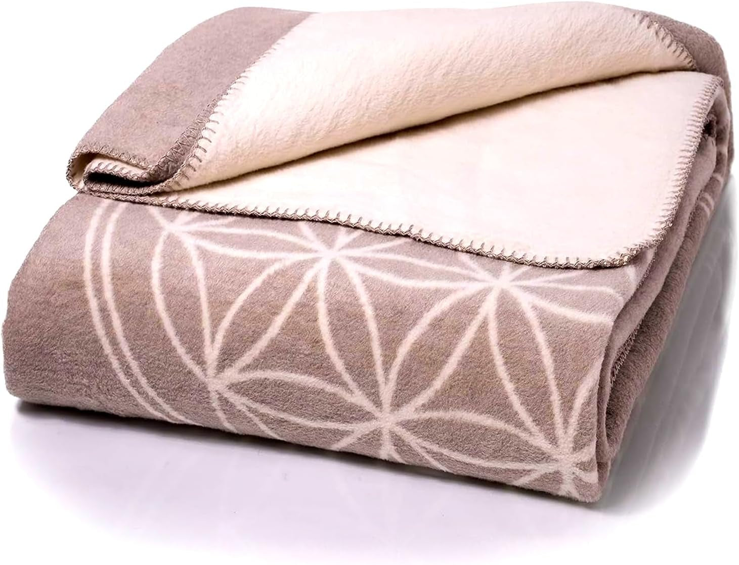 Glart comoda coperta Flower of Life Pink-Ecru XL, 150X200 Cm, extra soffice come una coperta per divano, coperta per divano, coperta per yoga, coperta per la vita, peluche per divano Letti e coperte Glart Grey-ecru 150X200Cm