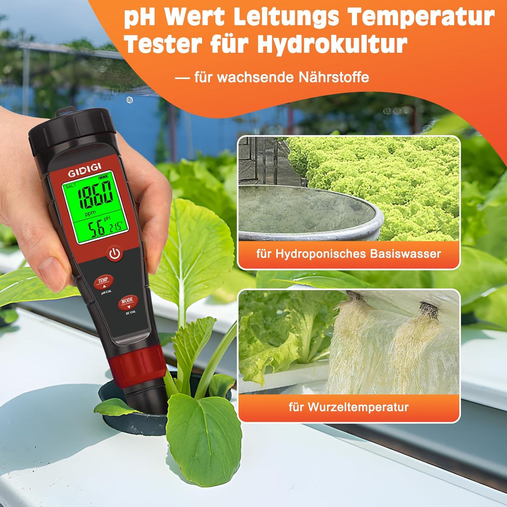 pHmetro per acqua idroponica, tester digitale per pH dell'acqua, tester TDS, test EC PPM per nutrienti vegetali, conducibilità 4 in 1, penna pH per acqua potabile, DWC, piante d'appartamento