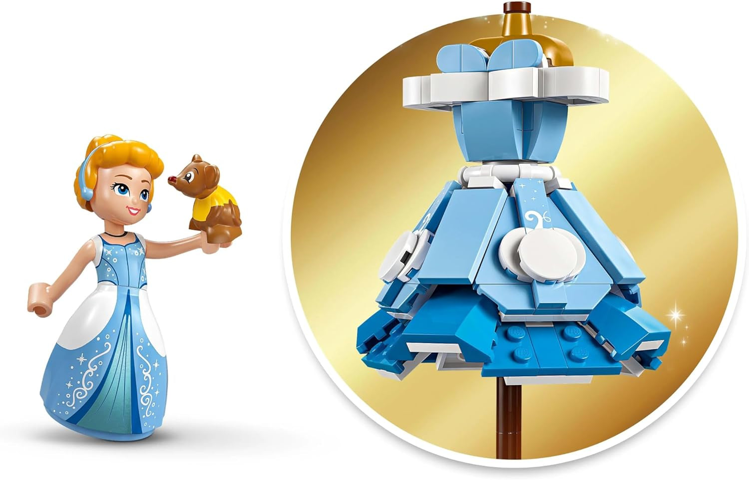 Vestito LEGO® Disney Princess Cenerentola, giocattolo per ragazzi e ragazze dai 9 anni - include una gruccia, una mini bambola di Cenerentola e una figura del topo - Creative Playset 43266 Set da costruzione Beuche den LEGO-Store