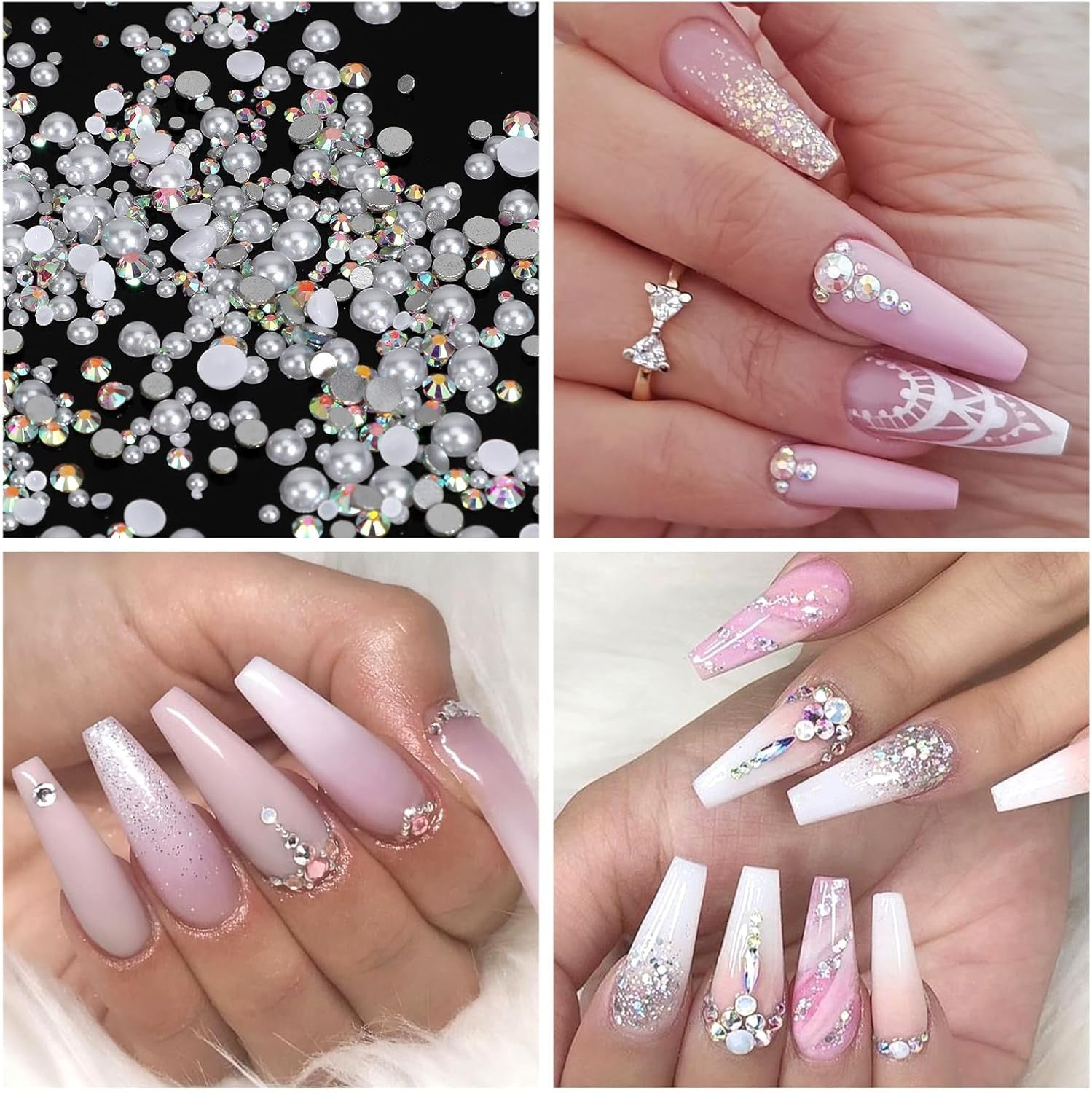 2 Schachteln Nagel Steine Mit Pinzette Und Stift Strasssteine Weiß Flatback Perlen Nägel Schmuck Nageldesign Zubehör Nail Charms Für Frauen Nagel Dekorationen Design