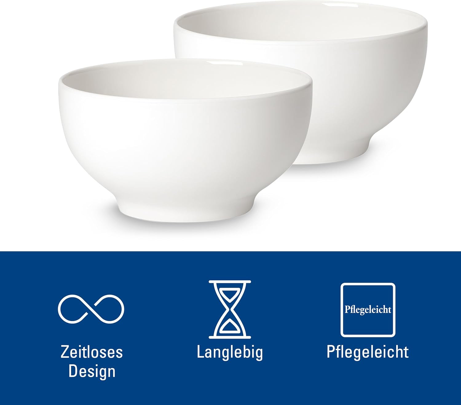 Villeroy & Boch - Set de 2 boluri pentru cereale For Me, alb, potrivit pentru mașina de spălat vase, potrivit pentru cuptorul cu microunde, boluri mici pentru 2 persoane, boluri, boluri pentru cereale, gustări sau sosuri, farfurie, porțelan premium