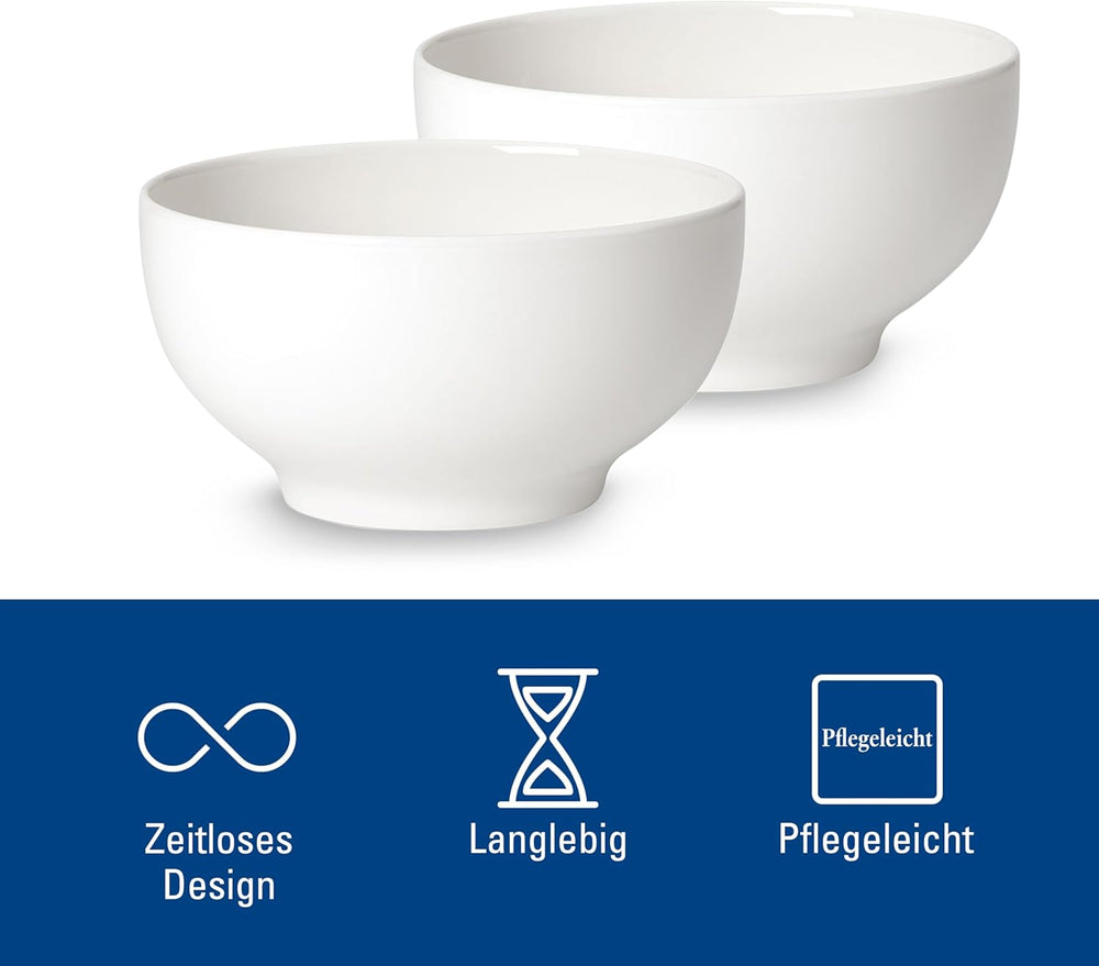 Villeroy & Boch - Set de 2 boluri pentru cereale For Me, alb, potrivit pentru mașina de spălat vase, potrivit pentru cuptorul cu microunde, boluri mici pentru 2 persoane, boluri, boluri pentru cereale, gustări sau sosuri, farfurie, porțelan premium