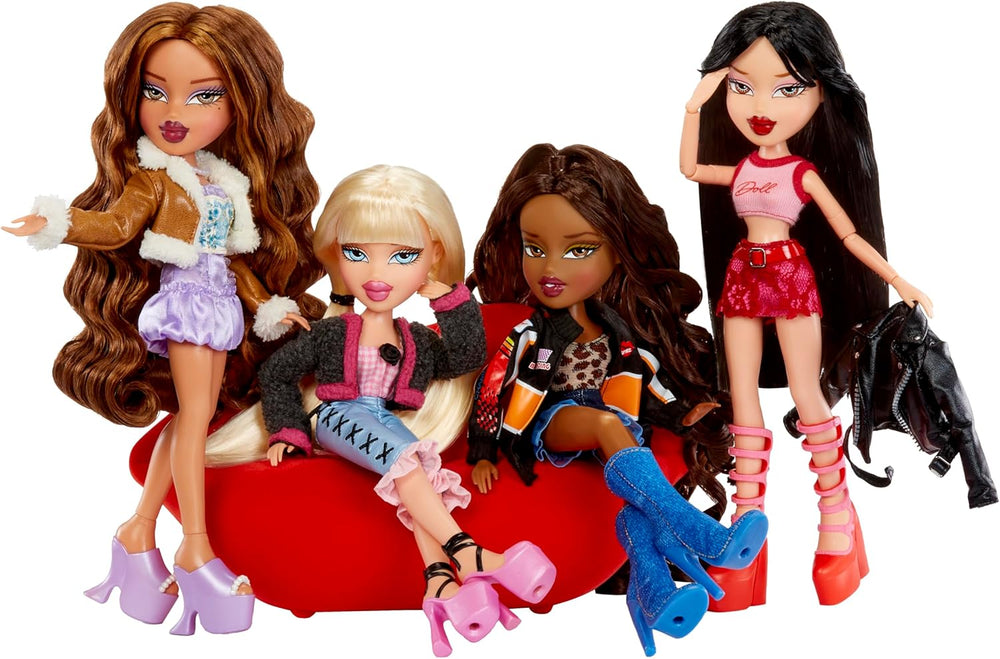 Păpușa Bratz Goin' Out! - Jade - 1 păpușă de colecție cu accesorii, ținută, geantă, ochelari de soare și perie - Jucărie pentru copii - Vârste 6+, Roșu