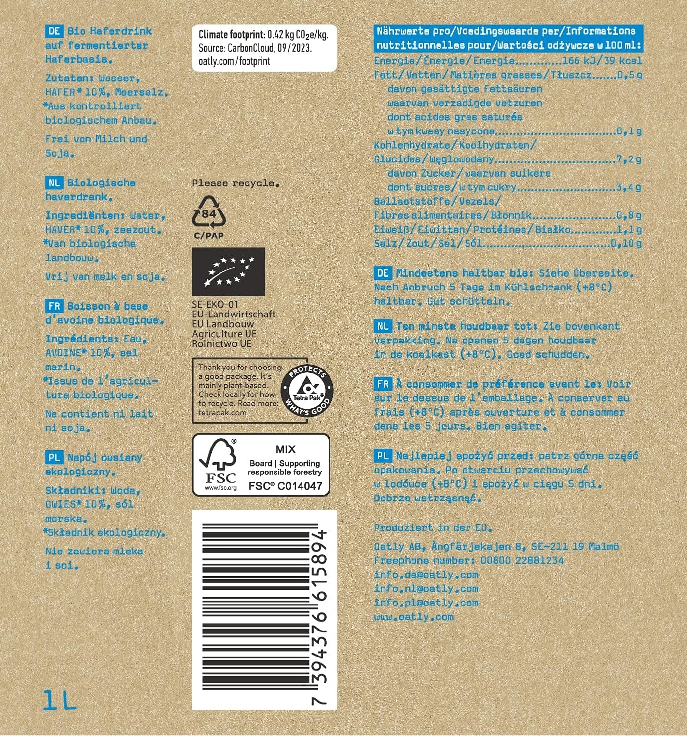 Avena Haferdrink BIO 1L (confezione da 6)