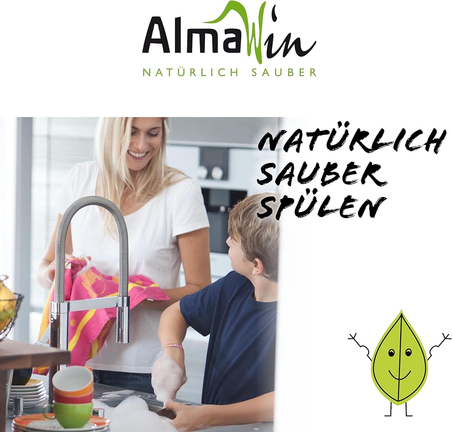 Almawin eco, detersivo piatti 2,8kg, 112 lavaggi, dosabile per diverse quantità di stoviglie Naty Shop