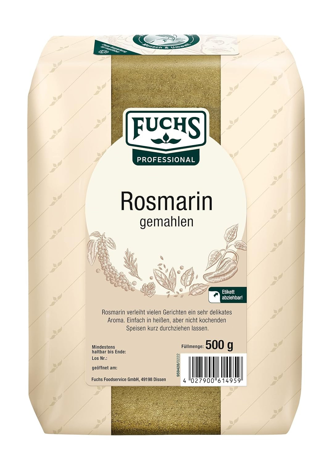 - Gemahlen al rosmarino | Per Rosmarin-Kartoffeln und Lamm-Gerichte | Qualità professionale per grossi verbi | Sacco riciclabile da 0,6 kg