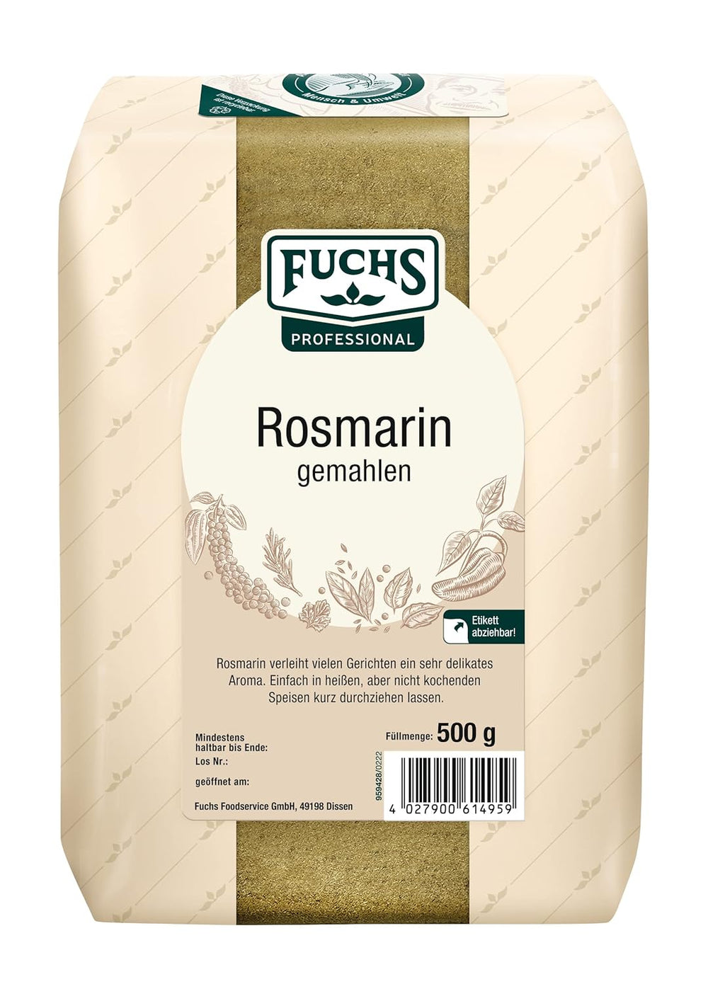 - Gemahlen al rosmarino | Per Rosmarin-Kartoffeln und Lamm-Gerichte | Qualità professionale per grossi verbi | Sacco riciclabile da 0,6 kg