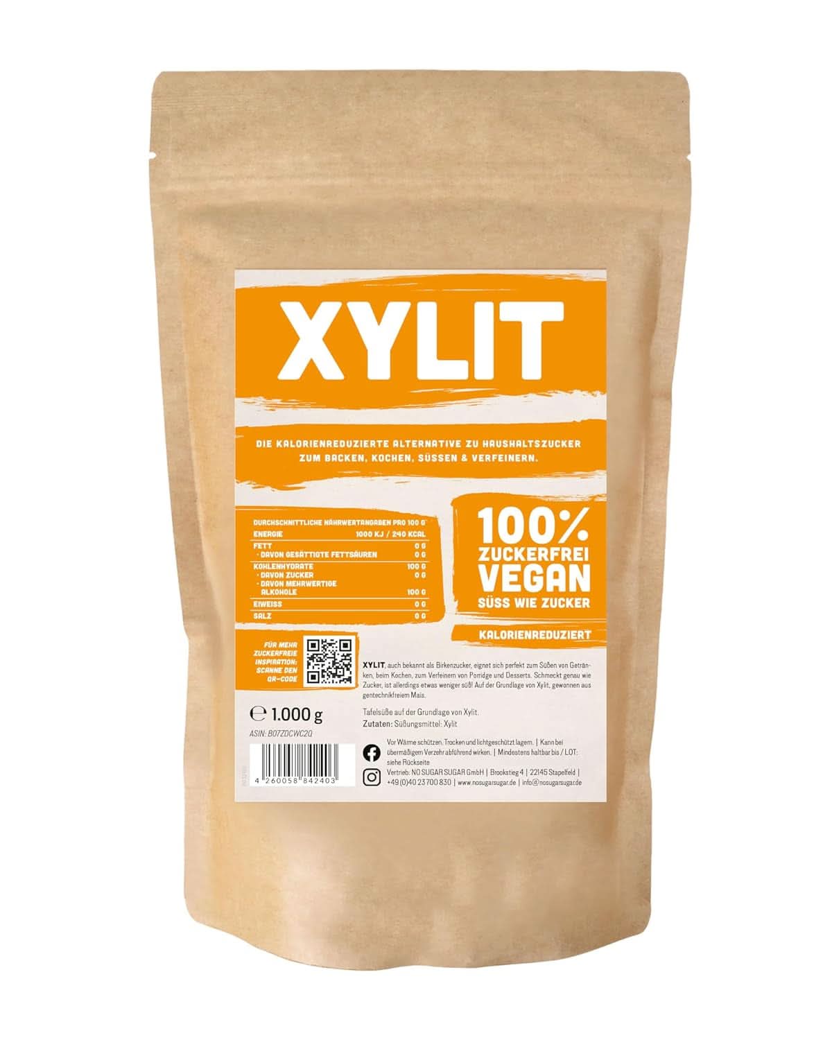 Xilitolo premium con potere dolcificante 1:1 rispetto allo zucchero, 1kg Dolcificanti Naty Shop