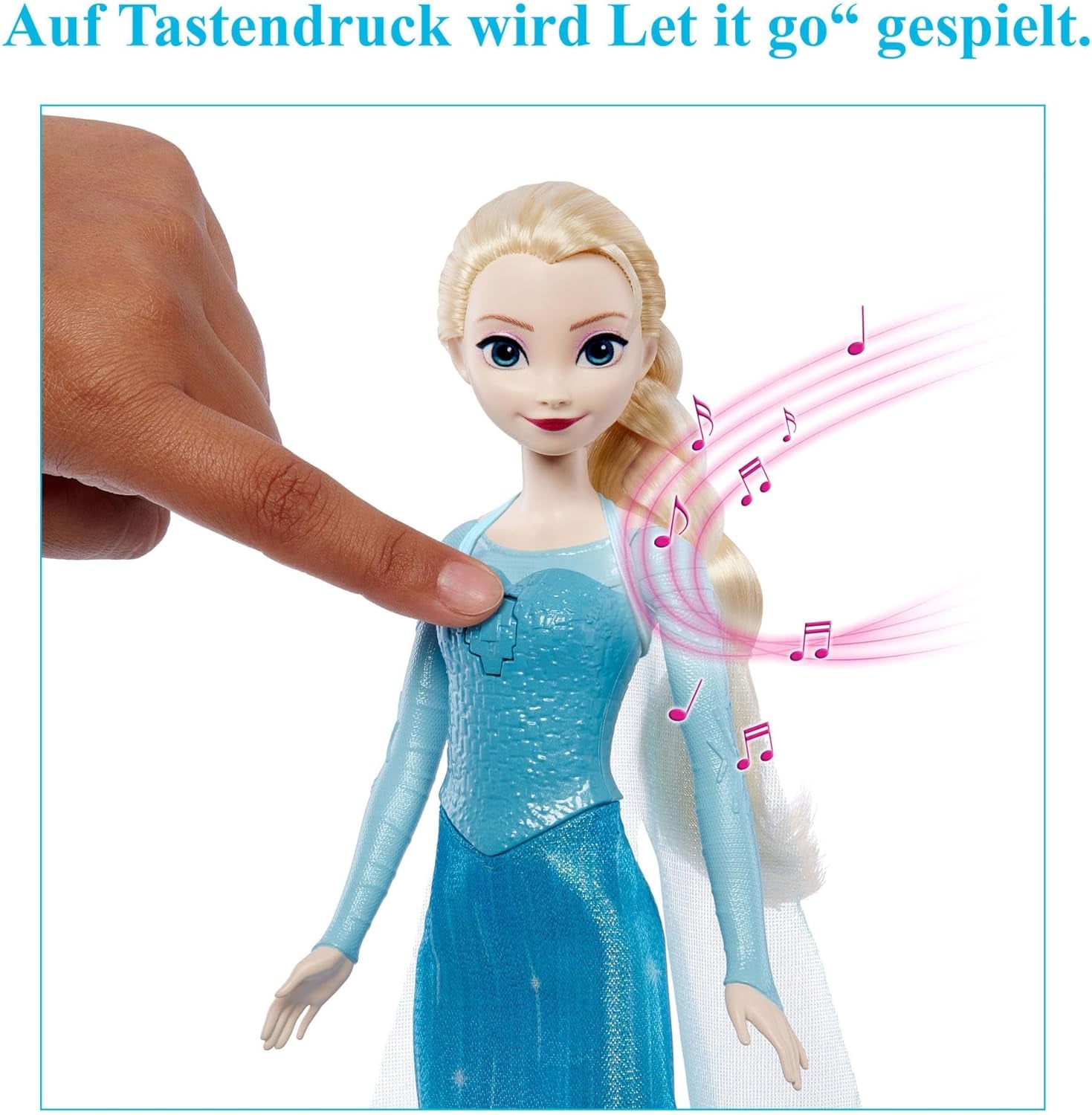 Jucării Mattel din Disney Frozen Păpușa Elsa cântătoare în ținută emblematică, cântă „Let It Go” din filmul Disney în engleză, franceză, germană, italiană, JDL58