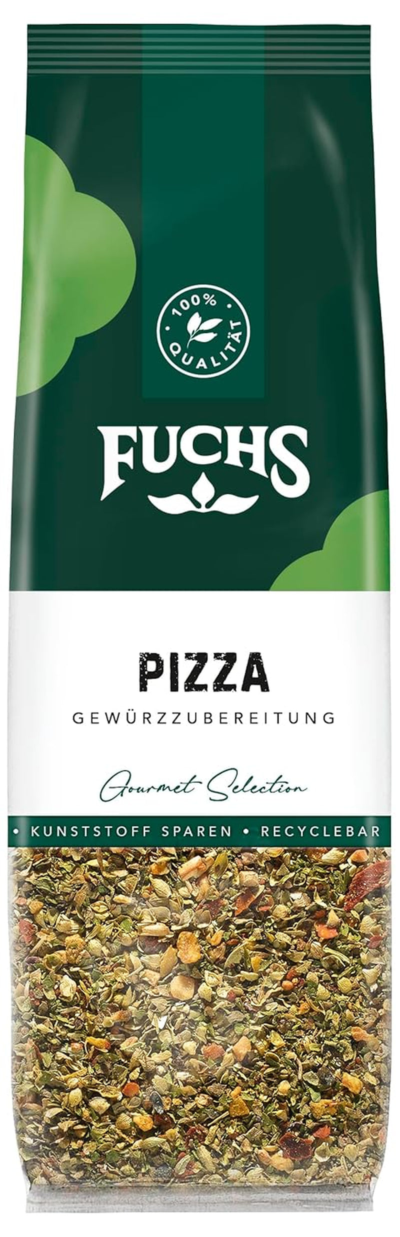Fuchs Gewürze - Pizza Gewürzzubereitung in riciclabile Nachfüllbeutel, Gewürzmischung mit Italianen Kräutern, ideale per bruschette - 30 g