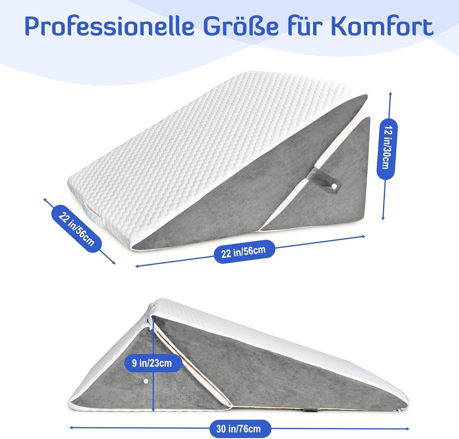 INFANZIA Pernă cu pană reglabilă, pernă de citit din spumă de înaltă densitate pentru pat și canapea, pernă ergonomică pentru cap cu pană de pat pentru apnee de reflux în somn, pernă pentru picioare/pernă pentru spate pentru joacă și citit (alb și gri)