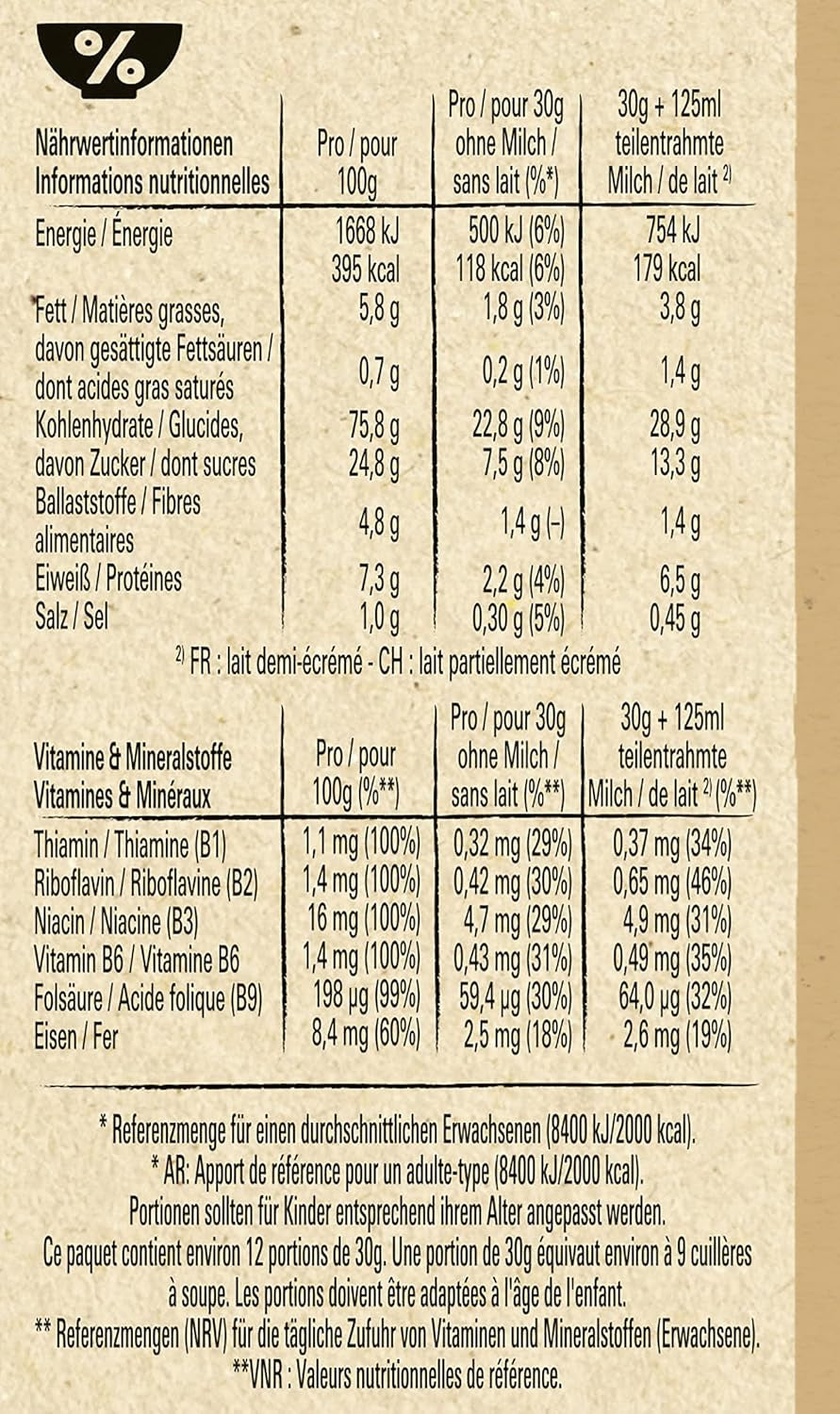 Confezione da 3 cereali per la colazione Churros con il 42% di cereali integrali (1x360 g)