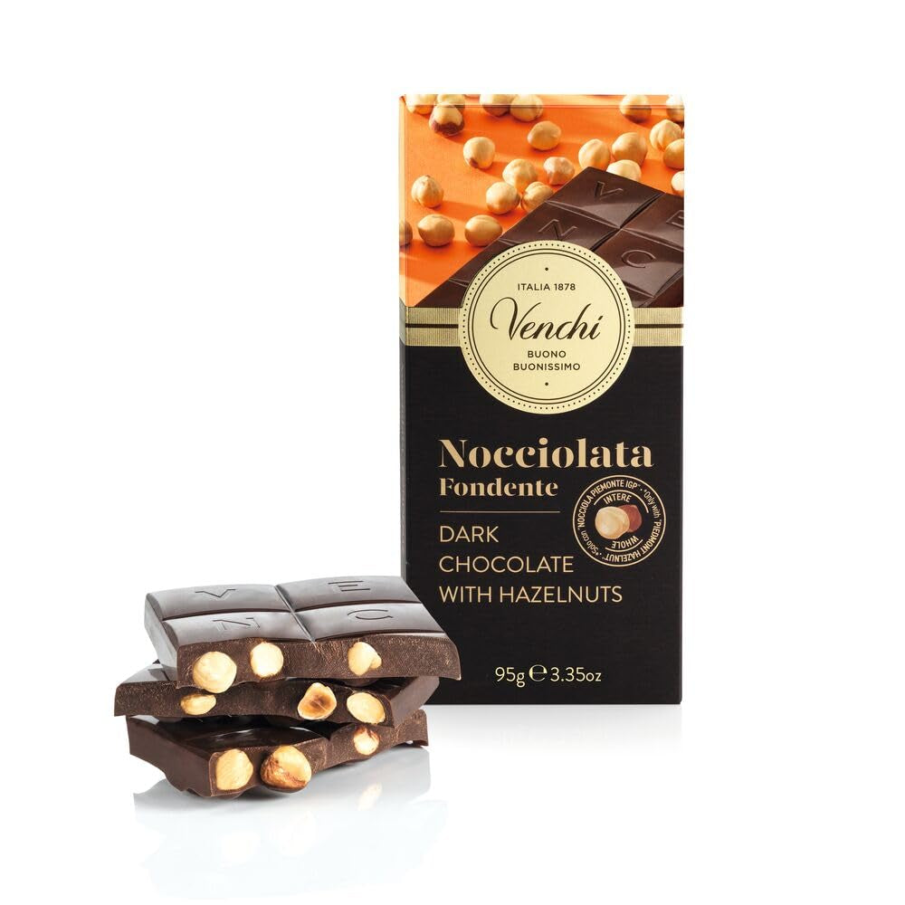 Venchi - Tavoletta Nocciole Salate, Nocciole Salate, Mandorle e Pistacchi, 95g, con "Nocciole Piemonte", Senza Glutine, Senza Coloranti e Senza Conservanti
