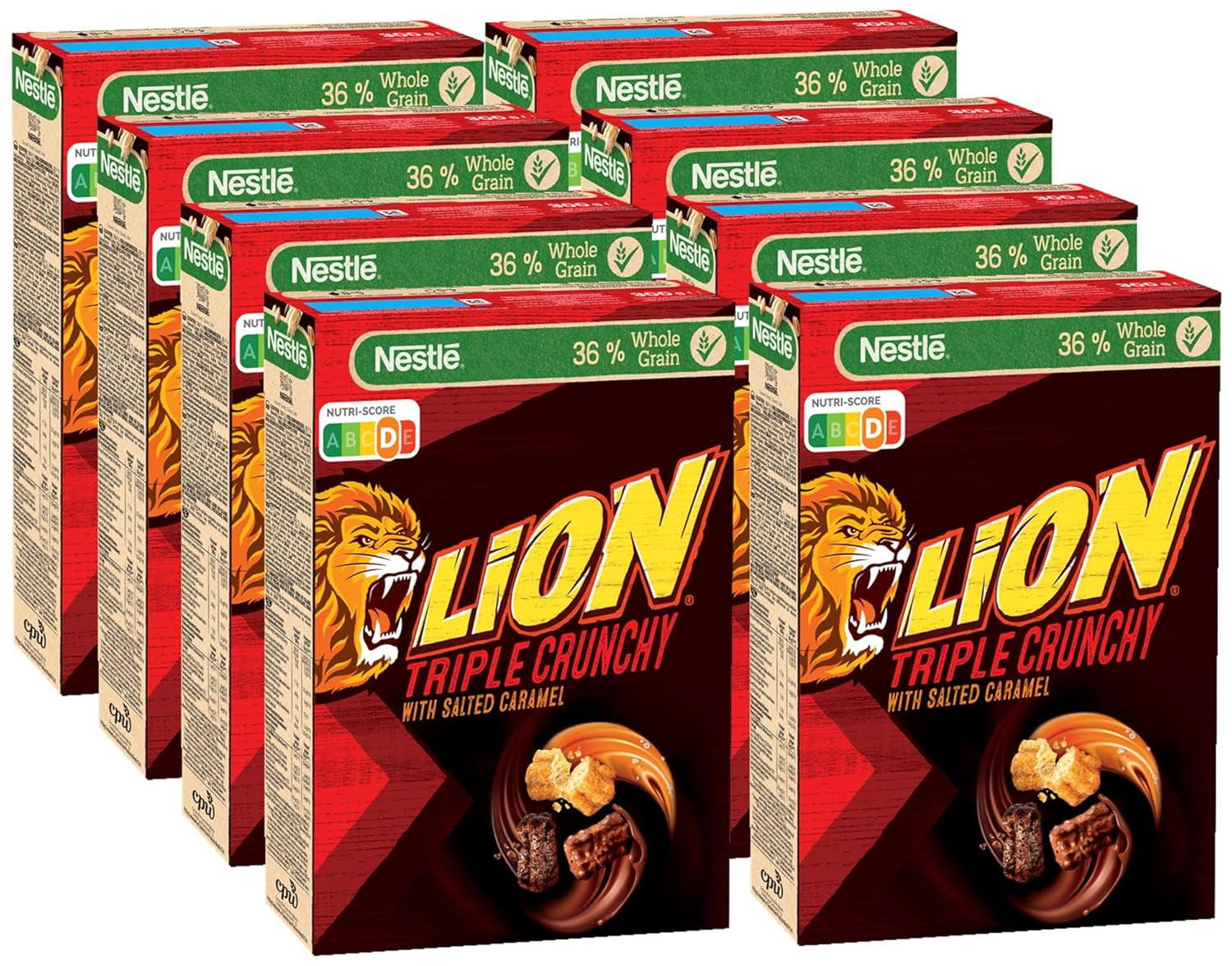 Cereali da colazione Churro tripli croccanti con cioccolato al latte e caramello salato, contenuto di cereali integrali 36%, confezione da 8 (8x300 g)