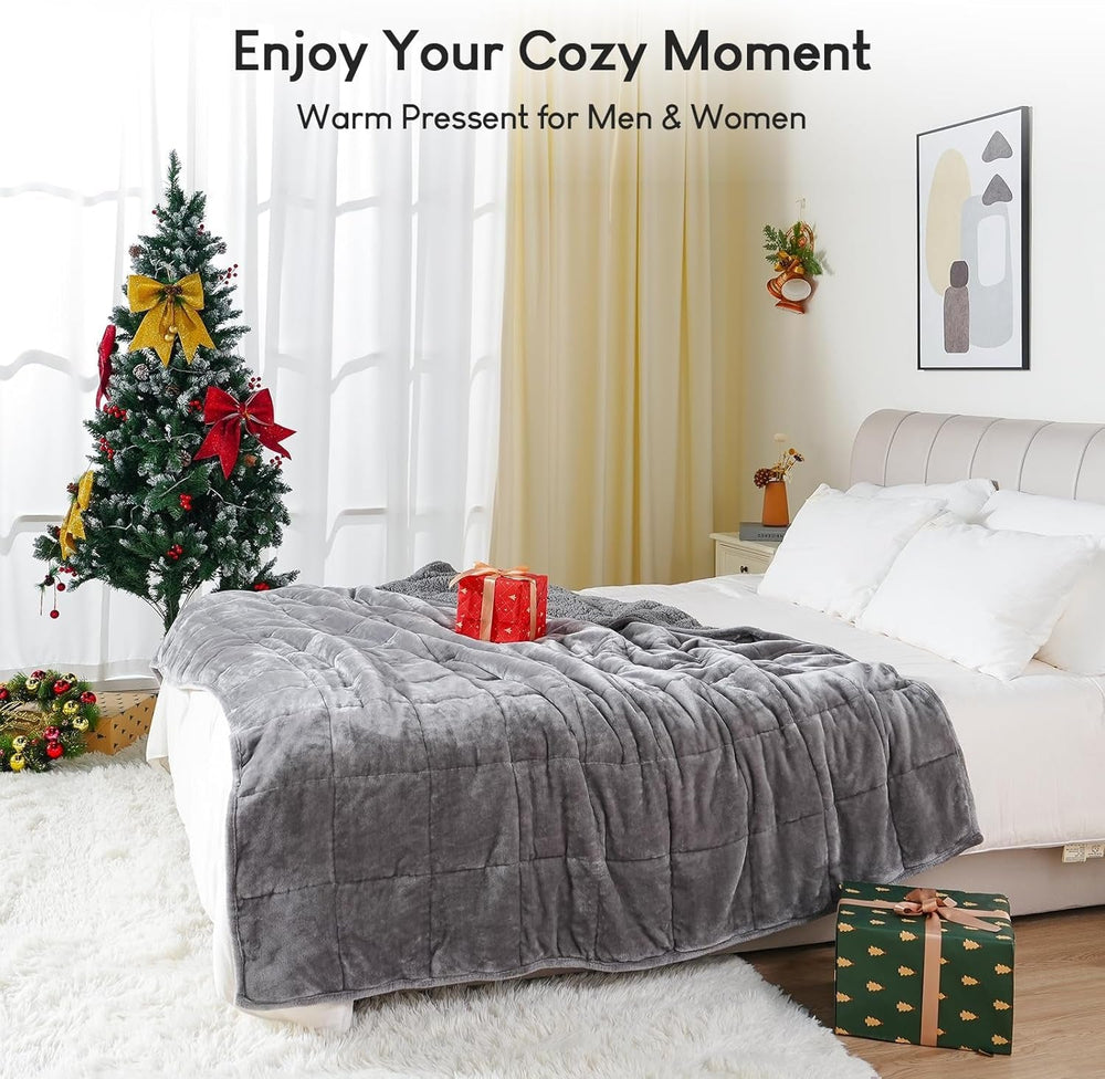 Coperta con ponderazione Cottonblue 6,8 kg Coperta Queen Size in flanella Shaggy Sherpa per adulti Comode coperte con ponderazione per calmare e rilassare Piumini pesanti 152,4 x 203,2 Naty Shop Quilts & Quilts