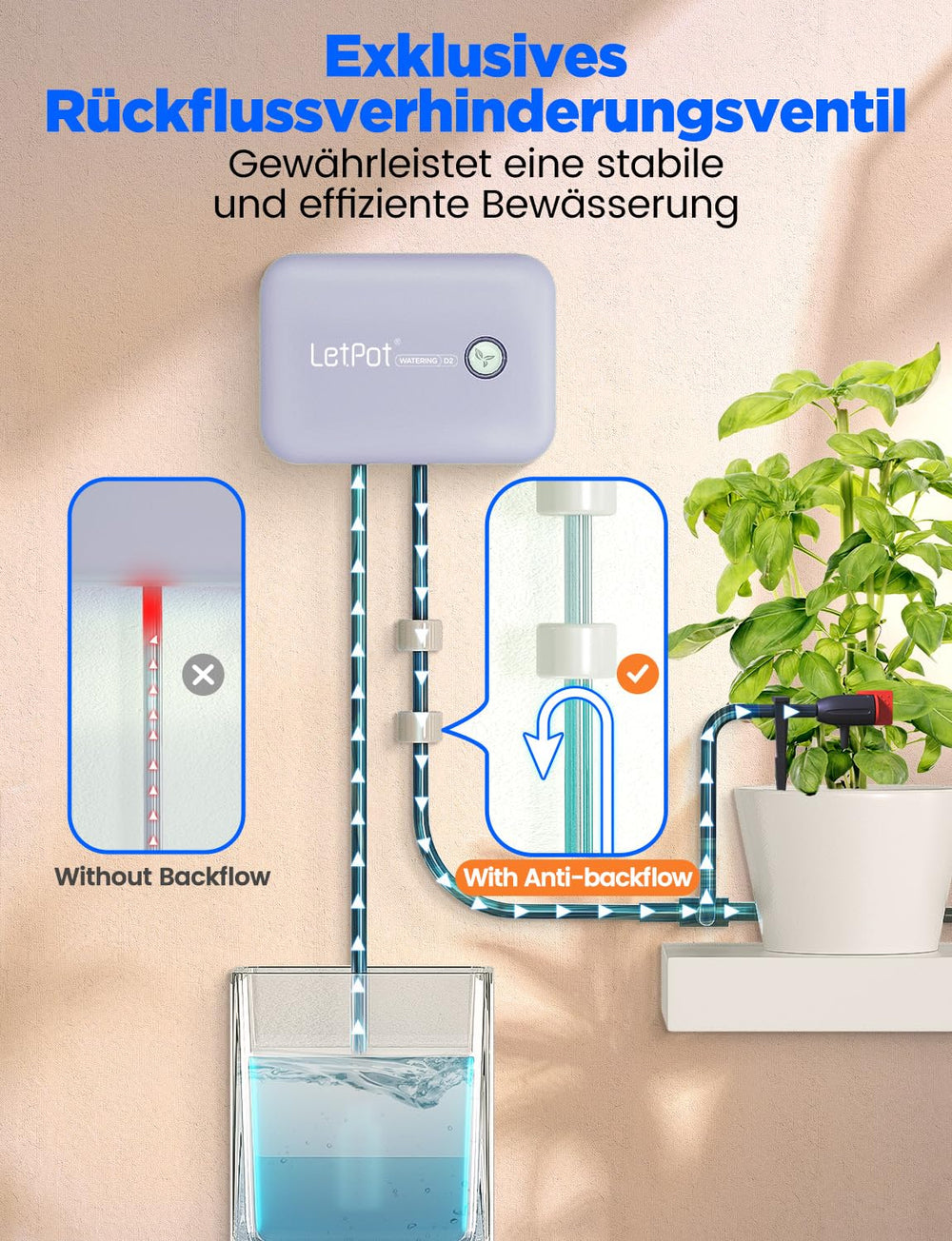 Sistema di irrigazione automatico per interni WiFi - Sistema di irrigazione a goccia intelligente con controllo app, computer per irrigazione per 10 piante d'appartamento, irrigazione per le vacanze e irrigazione delle piante (Grigio)