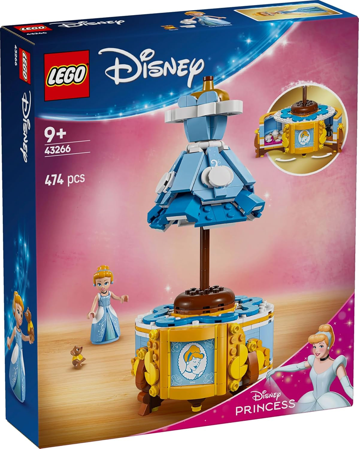 Vestito LEGO® Disney Princess Cenerentola, giocattolo per ragazzi e ragazze dai 9 anni - include una gruccia, una mini bambola di Cenerentola e una figura del topo - Creative Playset 43266 Set da costruzione Beuche den LEGO-Store