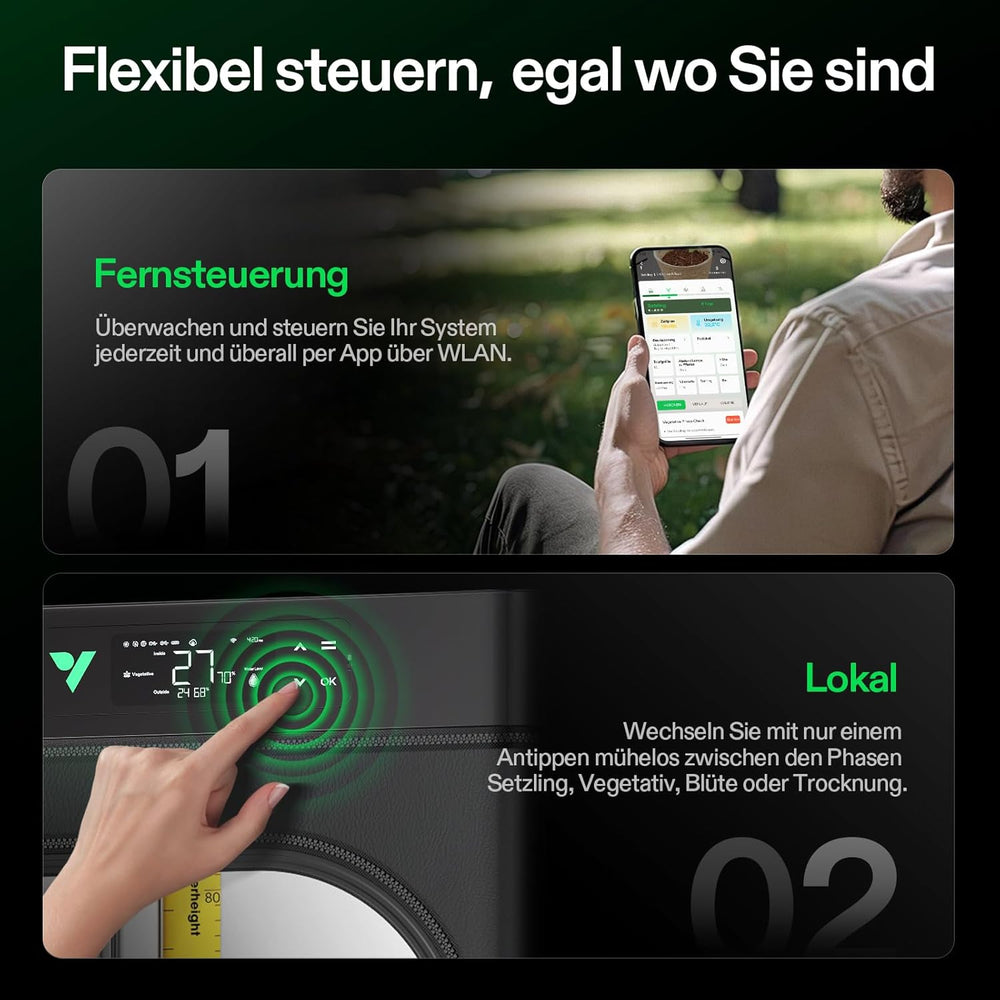 VGrow Smart Grow Box All-in-One, sistema professionale con lampada di coltivazione Samsung LM301H EVO, sistema avanzato di circolazione e ventilazione, irrigazione, fornitura di nutrienti per coltura idroponica indoor