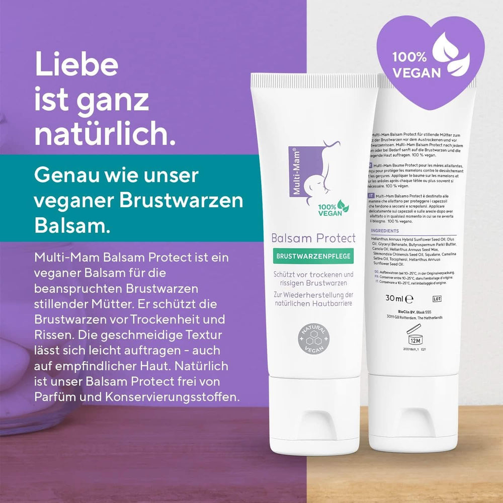 Multi-Mam Balsamo Protect Beruhigt Und Schützt Trockene Und Rissige Brustwarzen Während Und Vor Der Stillzeit, Brustwarzencreme Stillen, Tubo da 30 Ml Accessori Alimentazione e Allattamento Bebe Naty Shop
