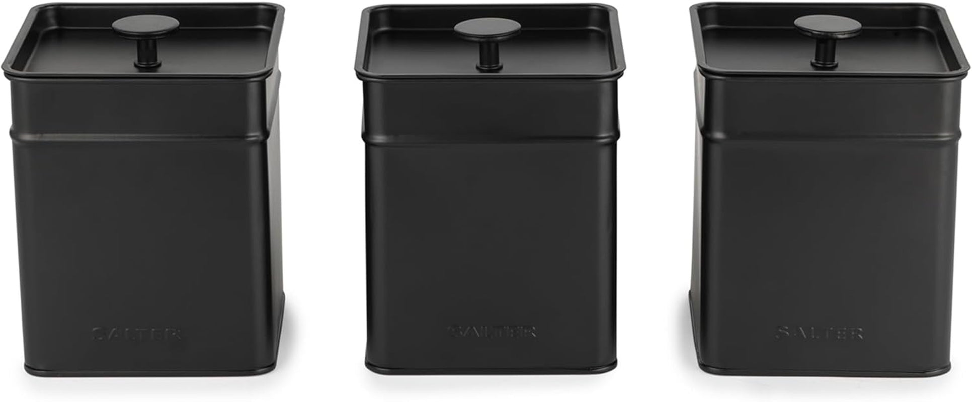 Salter BW12614EU7 Set de cutii de depozitare Kuro - 4 recipiente de bucătărie, pâine/ceai/cafea/zahăr, cutii pătrate de organizare, ușor de curățat, păstrează alimentele proaspete, negru Cutii depozitare alimente Naty Shop Set de 3 piese