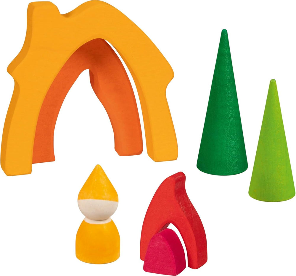 Goki 58427 - Casa dei nani - Goki Evolution - Realizzata in legno di acero di alta qualità - 7 parti - Vernici colorate a base d'acqua - Prodotto in Europa Case delle bambole Naty Shop