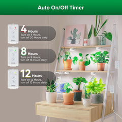 SANSI LED Lampada per Coltivazione di Piante da Interno 2 Teste Spettro Completo 10W (equivalente a 150W) Timer 4/8/12 Ore Lampada a Sospensione Idroponica per Piante da Interno in Serra