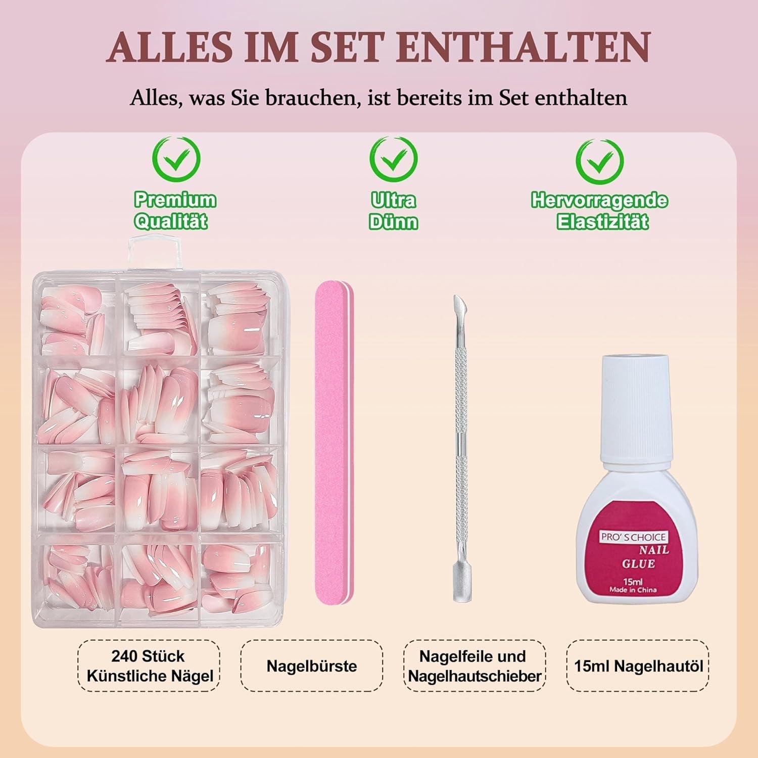 Set unghii false balerină - 240 bucăți unghii false roz liliac delicat, unghii false cu acoperire completă pentru lipire, set vârfuri unghii false pentru manichiură și artă unghii pentru femei și fete (roz lavandă)