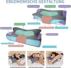IDEA Pillow Pernă din spumă de memorie, pernă ergonomică Pernă ortopedică Durere de gât, pernă de dormit pentru dureri laterale de spate și abdominale, pernă pentru gât Pernă anti sforăit pentru adulți Perne ortopedice cervicale Naty Shop