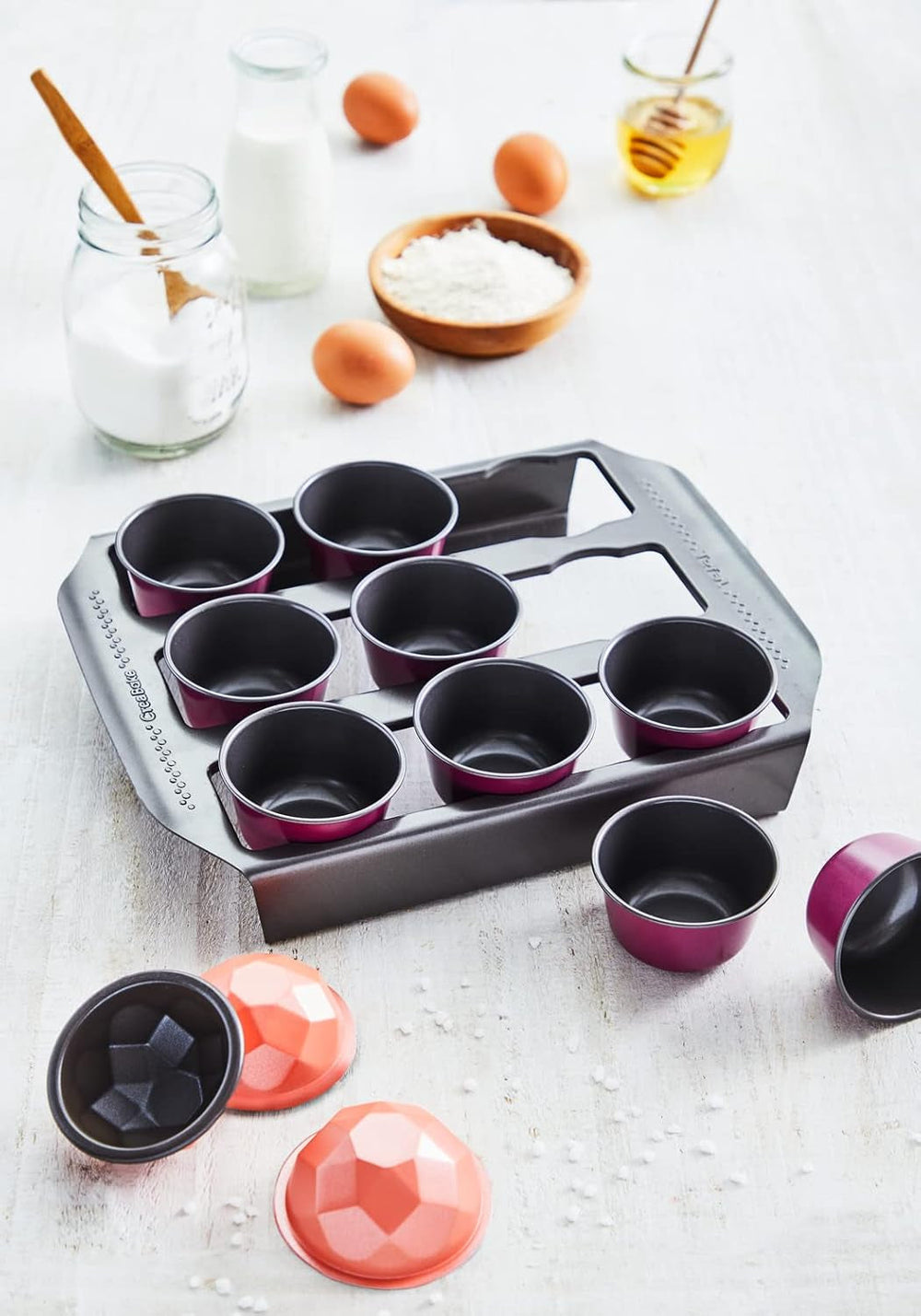 Tefal Creabake J3040104 Kuchenform, 9 Mulden, Antihaftbeschichtung, Austauschbar, Perfektes Backen, Kreative Und Leckere Rezepte, Nicht Compaible Mit Cake Factory, Creabake Stampi e teglie Naty Shop