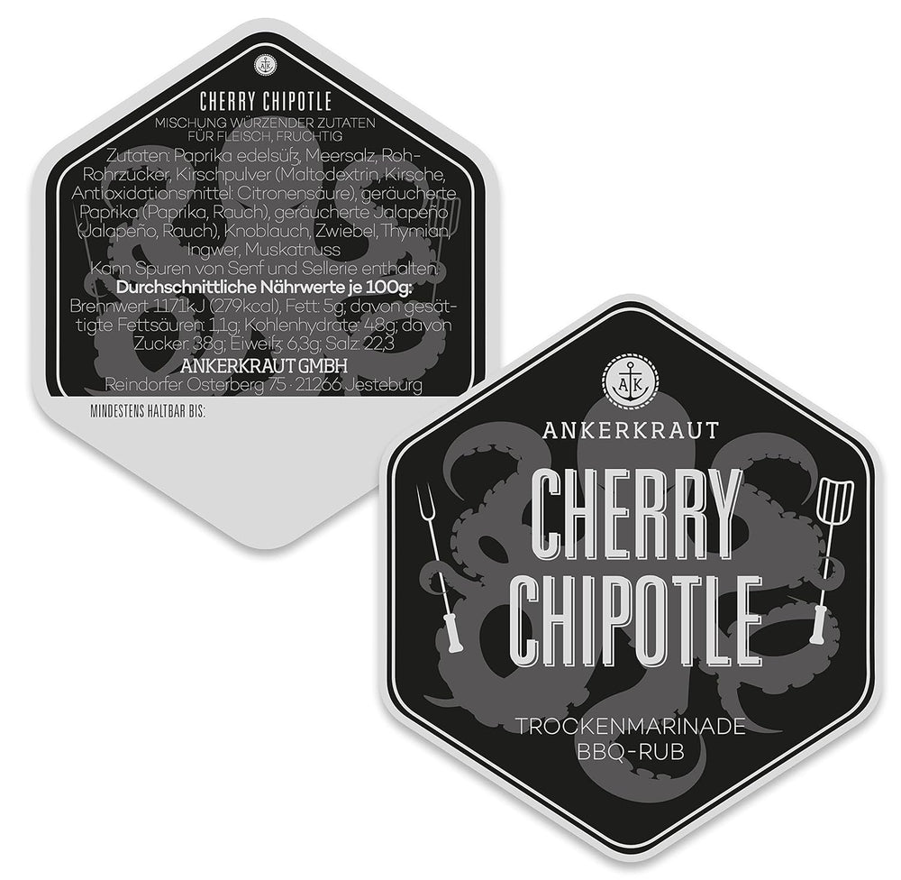Ankerkraut Cherry Chipotle BBQ Rub, Rub Gewürzmischung für Cotenna, Schwein, Ali di pollo e Pulled Pork, 220g in Streuer