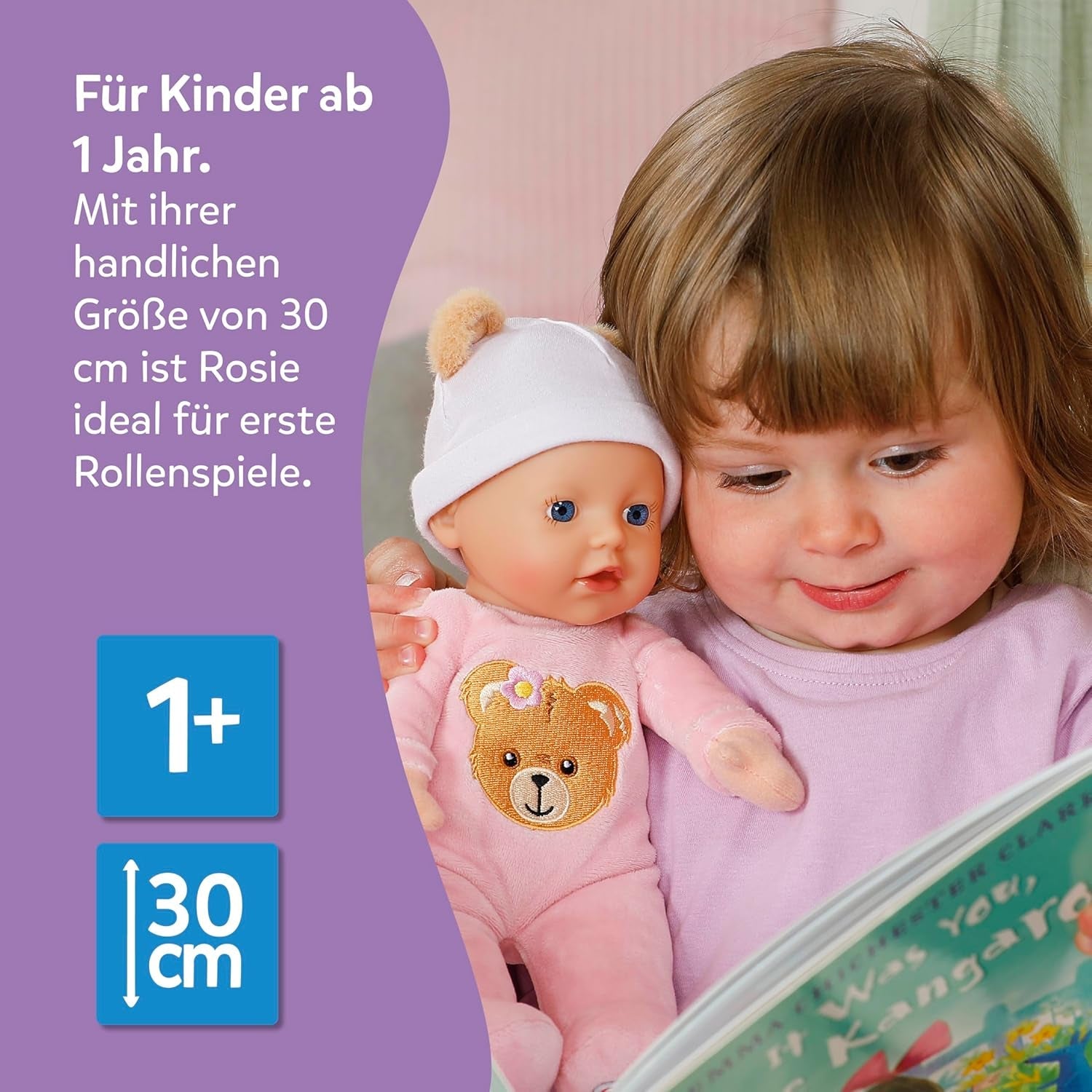 BABY born Rosie 30cm, weiche Babypuppe mit 6 Sounds & Fläschchen
