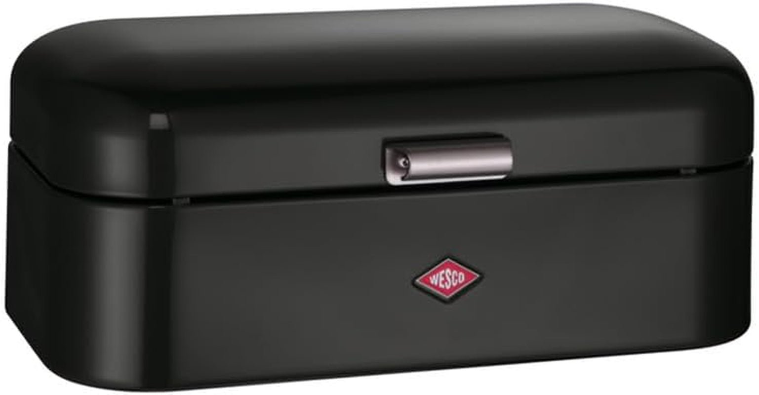 Coș de pâine Wesco Grandy în culoarea negru mat, tablă de oțel acoperită cu pulbere, găuri de ventilație și mâner robust Cutii depozitare alimente Naty Shop Negru