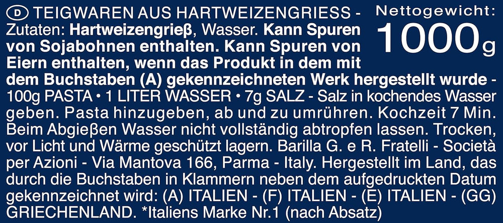 Pasta di semola di grano duro Barilla Maccheroni n. 44 – Confezione da 1 (1x1kg)
