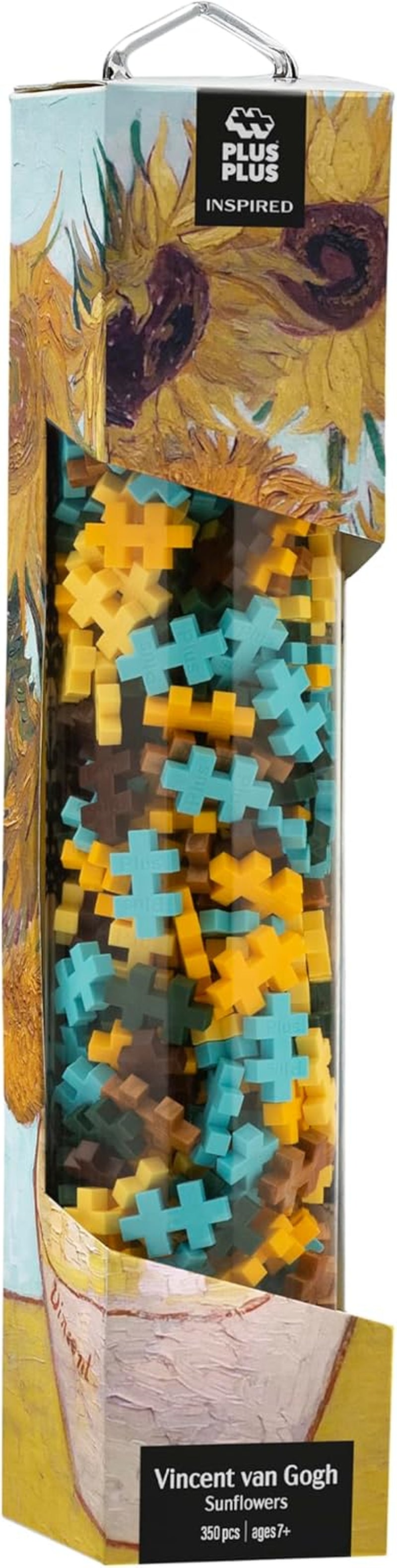 Plus-Plus 5163 Geniales Konstruktionsspielzeug, Sonnenblumen von Vincent Van Gogh, Inspired-Edition, Kreativ-Bausteine ​​​​Tube, 350 Teile, Girasoli