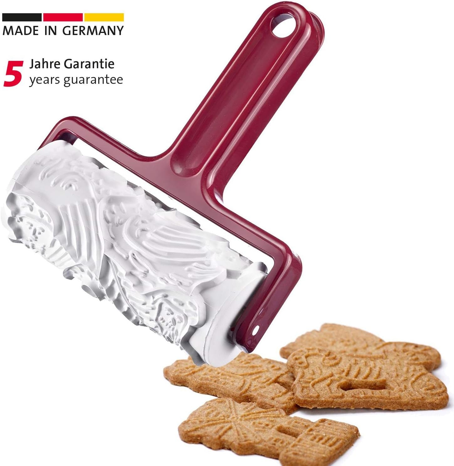 Westmark Spekulatiuswalze, Mit 7 verschiedenen Motiven, Länge: 17.2 cm, Kunststoff, Klausi, Weiß/Rot, 32162270