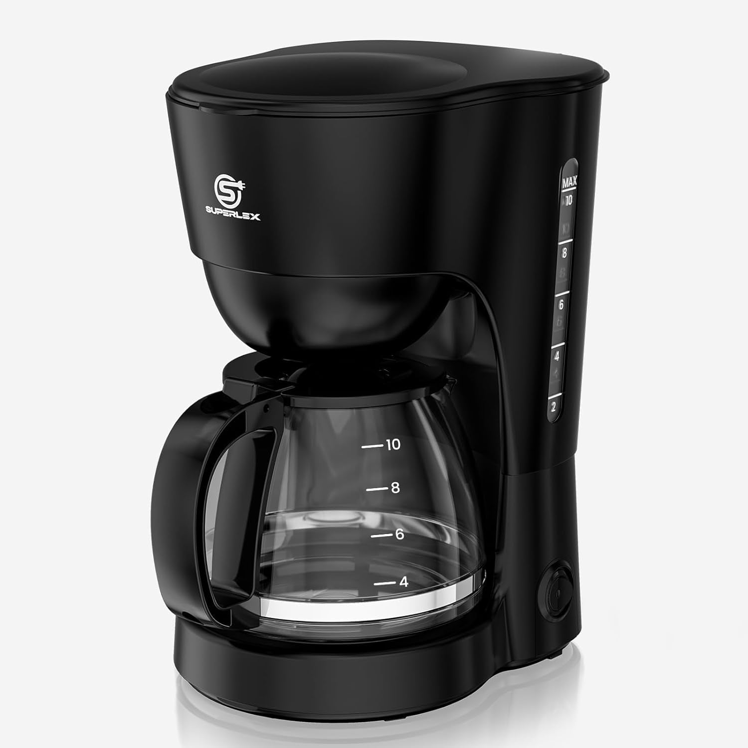 Espressor de cafea cu filtru 1,25 l pentru 10 cești de cafea cu filtru, carafă din sticlă lavabilă în mașina de spălat vase, termos, sistem anti-picurare, oprire automată, 600 W, protecție la fierbere fără apă pentru acasă și birou