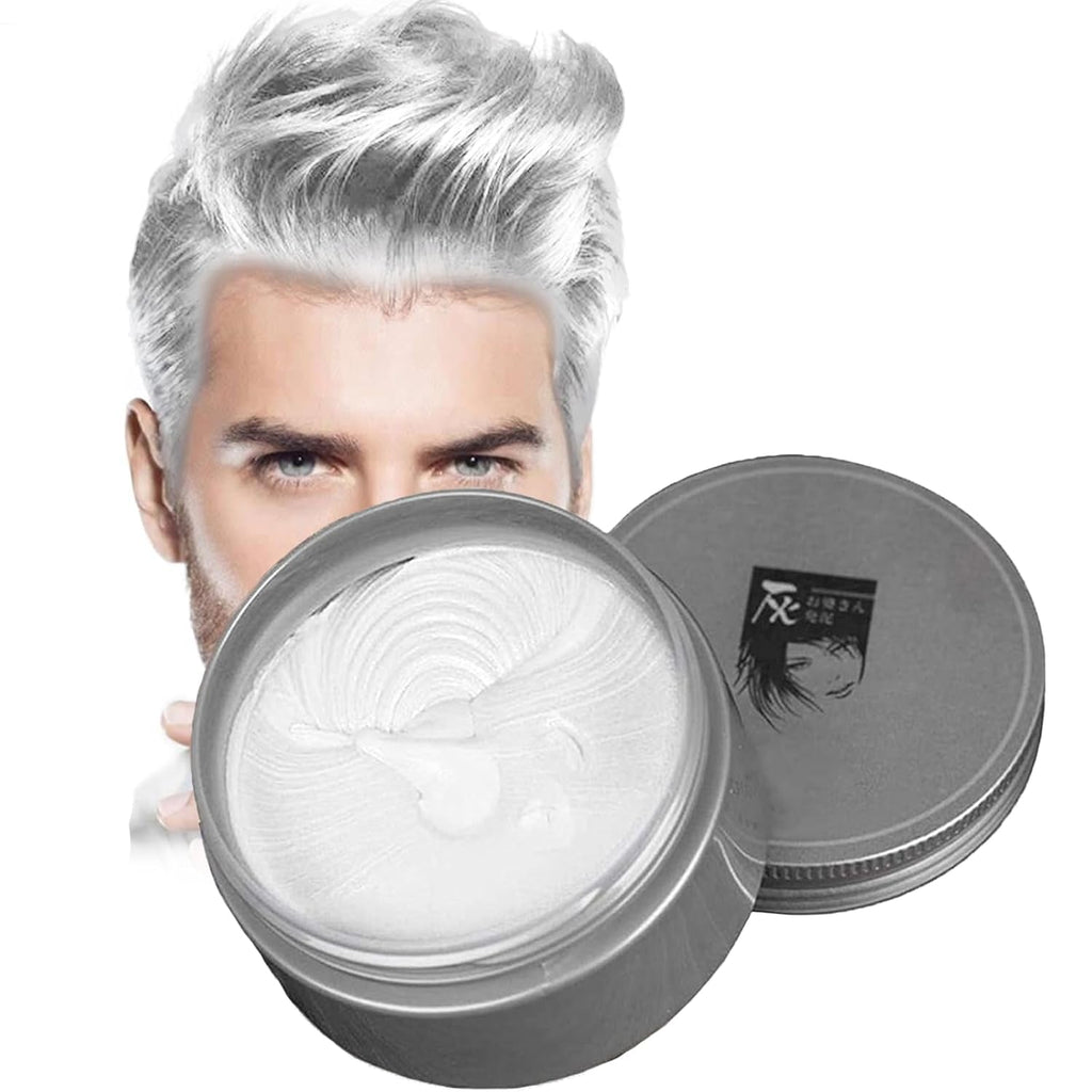 Vopsea de păr temporară Vopsea de păr nepermanentă Vopsea de păr DIY Ceară noroi Lavabilă Crema de vopsit păr colorat pentru petrecere Cosplay Halloween (alb) Vopsea pentru par Naty Shop Alb