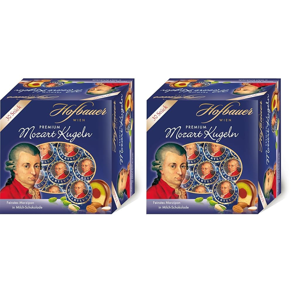 Hofbauer Vienna Mozart Balls, Scatola di cioccolato al latte 600 grammi (30 pz.) Naty Shop