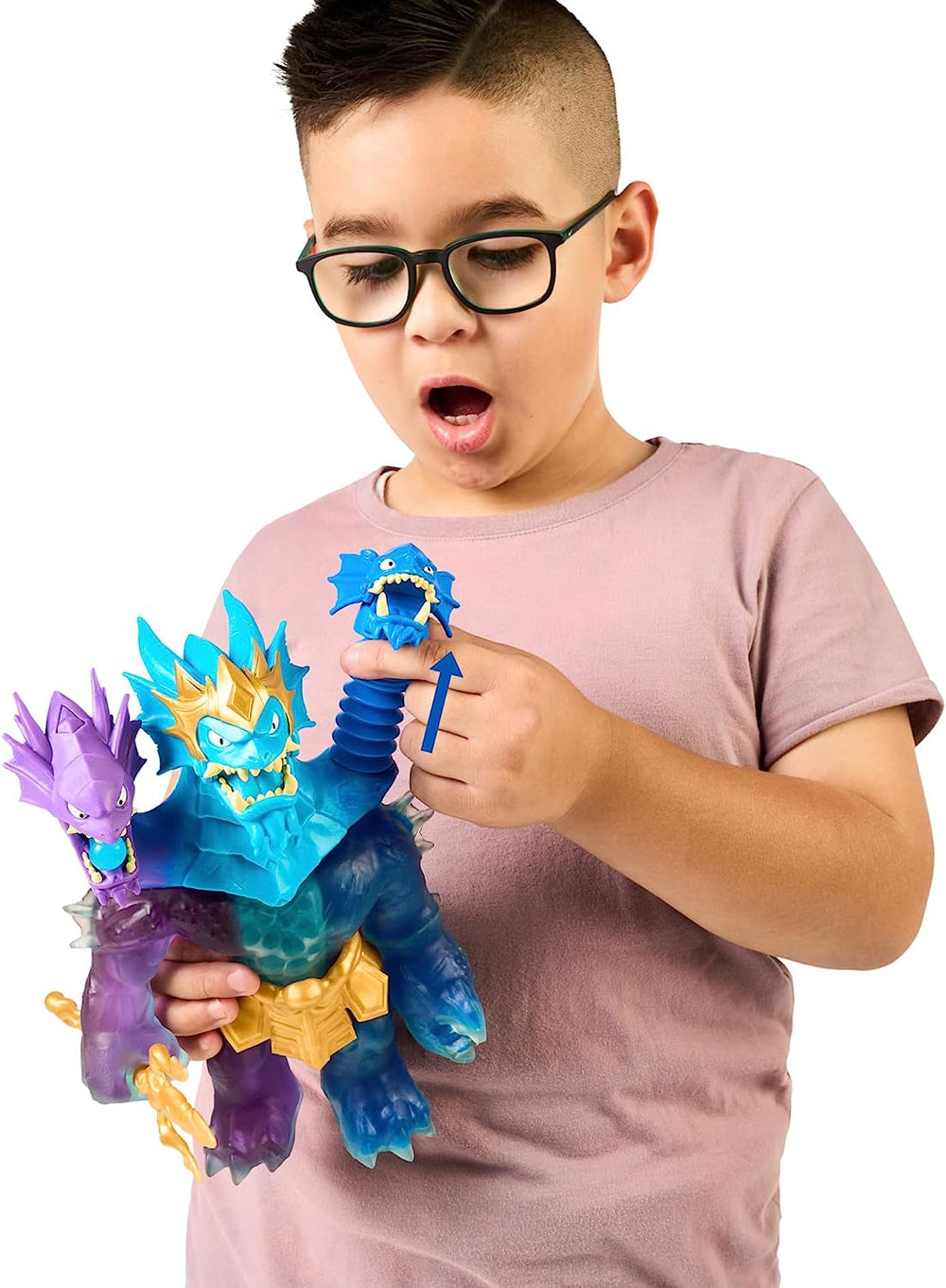 Heroes of Goo Jit Zu Deep GOO Sea King Hydra figurină cu putere de slime 3 în 1, 3 capete și efecte luminoase și sonore Action figures Naty Shop