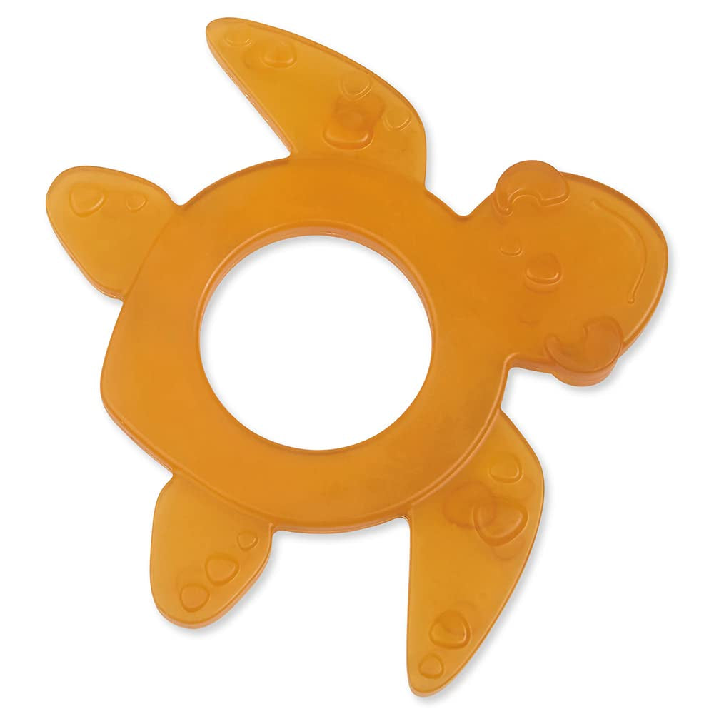 Inel de dentiție organic GRÜNSPECHT din cauciuc natural pentru bebelușii care își erup dentiția, masează gingiile, fără BPA, moale, promovează motricitatea fină, Broască țestoasă (639-V2), Maro