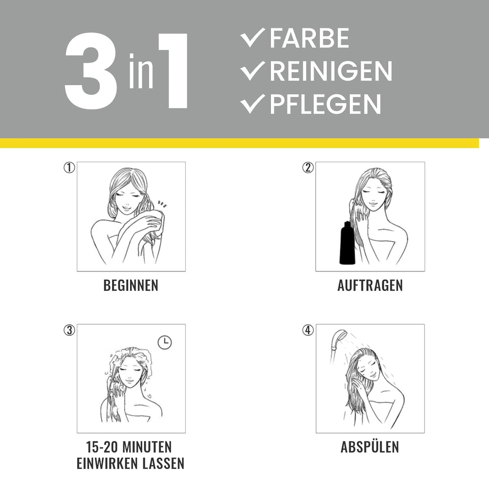 Șampon negru pentru vopsirea părului gri, șampon negru pentru vopsirea părului gri 3 în 1, șampon pentru vopsirea părului pentru bărbați și femei, șampon împotriva părului gri (500 ml) Vopsea pentru par Naty Shop