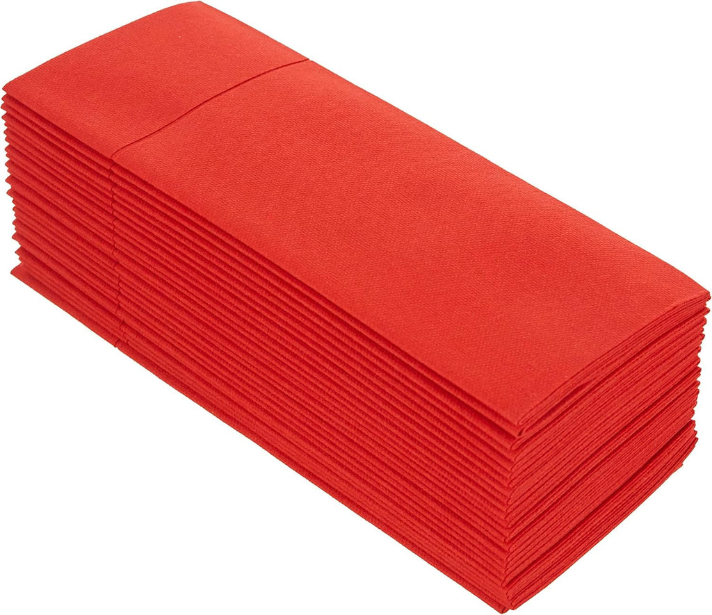 Airlaid 50 de șervețele pentru tacâmuri pungi pentru tacâmuri, asemănătoare țesăturii, șervețel de unică folosință de înaltă calitate, Bordeaux, 32X40 Cm