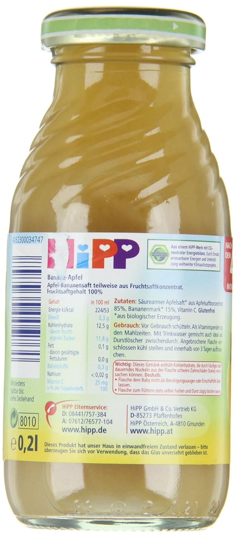 Hipp Banana-mela Bio, confezione da 6 (6 X 200 ml) Mamma e Bambino Naty Shop